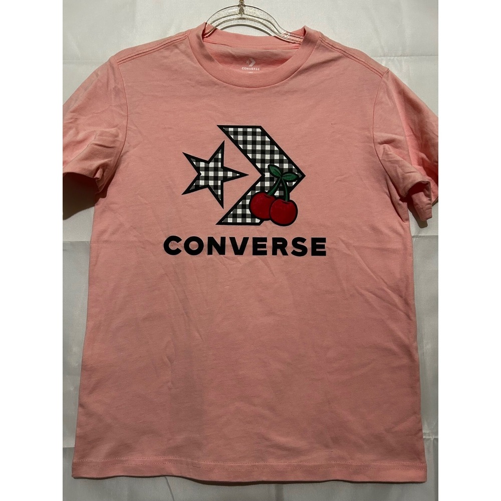 Converse Women's T-Shirt Pink Star Chevron Cherries Casual Small